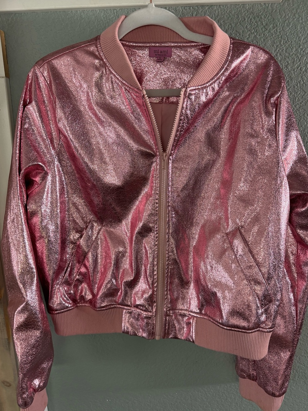 Metallic Pink Bomber Jacket